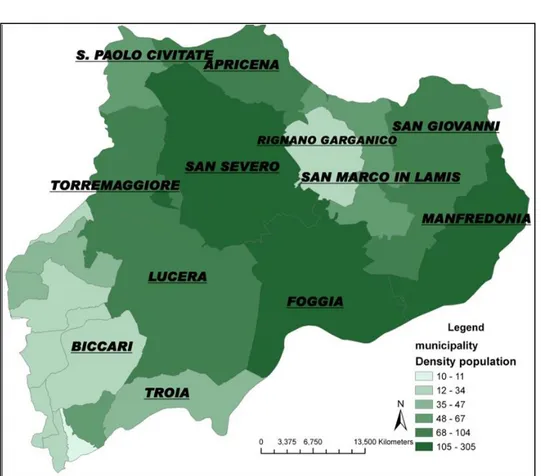 Figure 10: Municipalities and related population density.