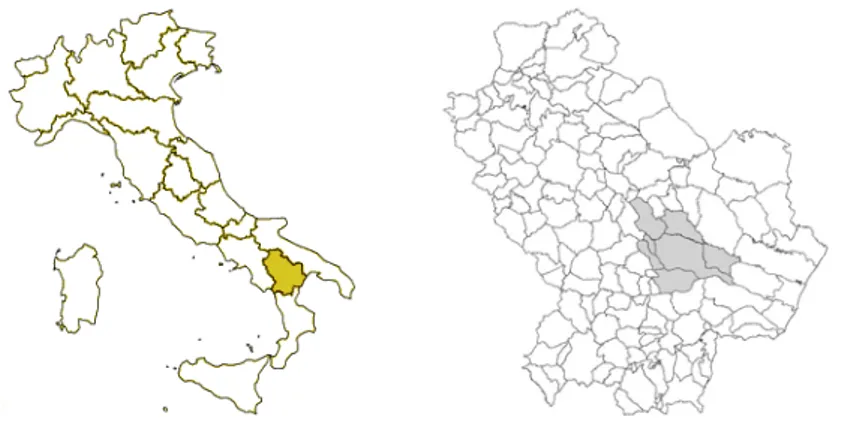 Figura 1 – Regione Basilicata e Comunità Montana Collina Materana 