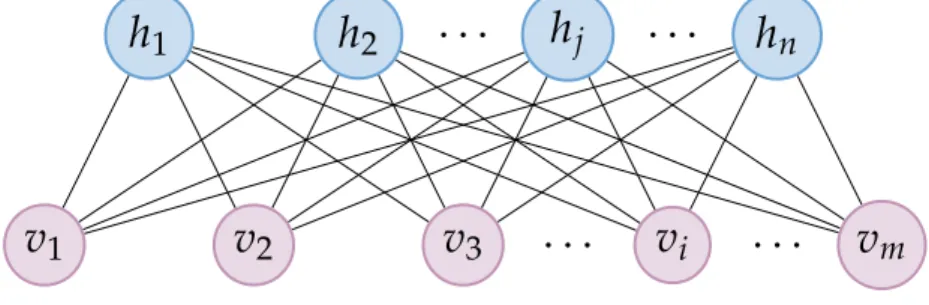 Figura 3.1: Modello grafico per una Restricted Boltzmann Machine