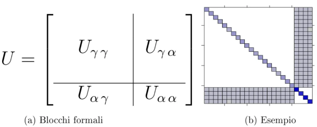 Figura 3.4: Divisione a blocchi della matrice delle derivate seconde U. sottoposta a tutti i partecipanti