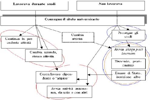 Figura 1.2 Rappresentazione grafica di un modello decisionale di un laureato (Fabbris,2000)