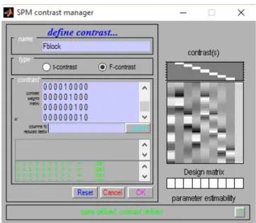 Figure 2.9: Contrasts setting in Spm8.