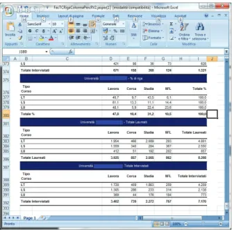 Fig. 5 - Stella-BI: Ambiente di analisi OLAP  E’ un’area di download in formato Excel degli  esiti delle interviste