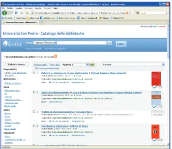 Fig. 2 - OPAC di Koha nella versione demo Caratteristiche tecniche 