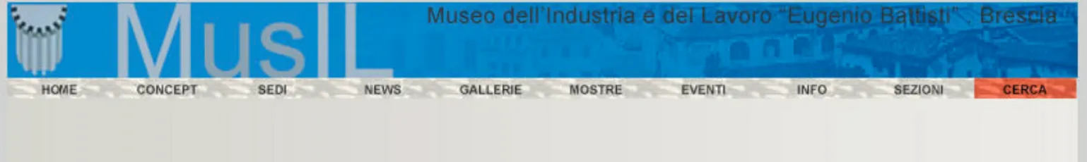 Fig. 2 - La sezione di presentazione delle diverse sedi museali. 