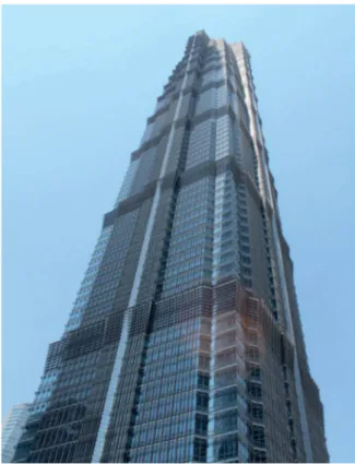 Fig. 1.3 Curtain wall cladding system: unitised system Jin Mao Tower (Shanghai,2019)