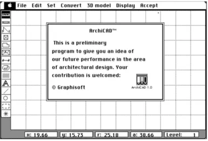 Figura 2: Interfaccia grafica della prima versione del software Archicad.