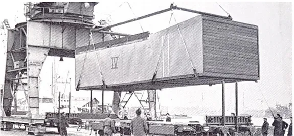 Fig. 7: The Water Lily House box unit in Oskarsham shipyard 
