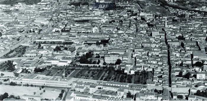 Foto aerea degli orti dello Spedale, dopoguerra.  TvPrato, www.tvprato.it