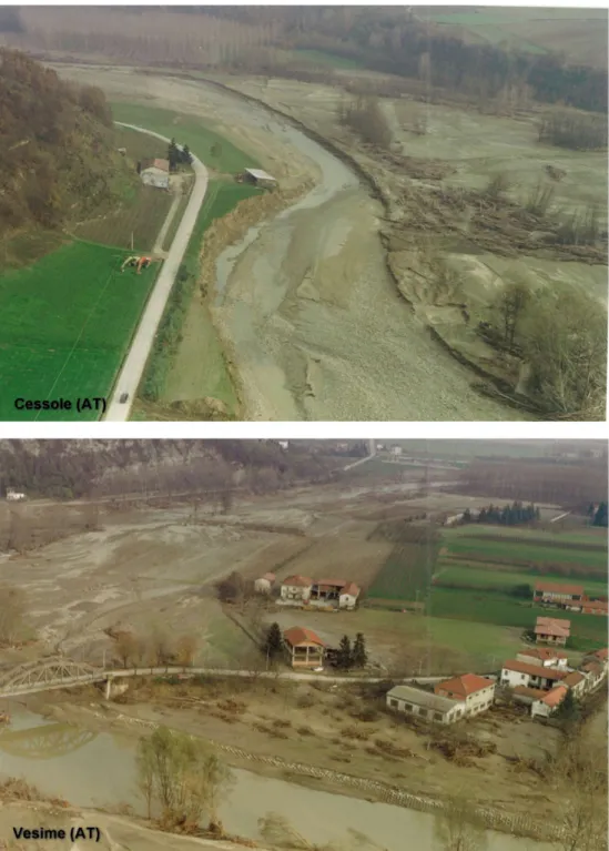 Figura 10  (in alto): Vista su  Cessole in provincia di Asti  durante l’alluvione del 1994
