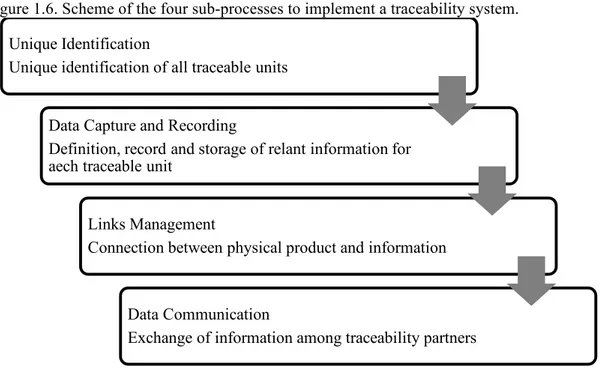 Figure 1.6. Scheme of the four sub-processes to implement a traceability system. 