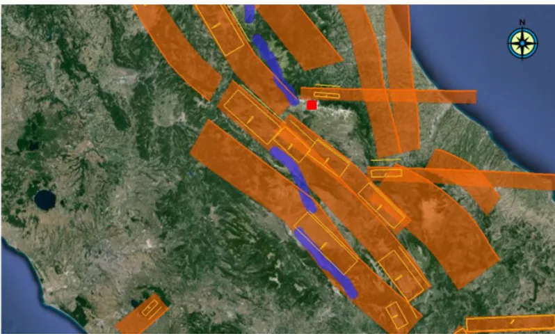 Figure 3.1: Map of central Italy (from Google Earth-CNES/Spot Image-Data SIO, NOAA, U.S