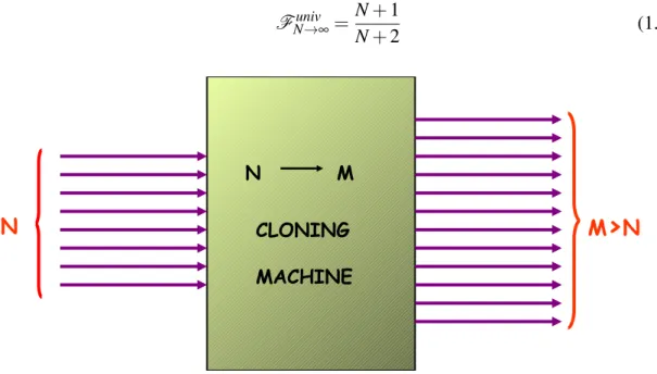 Figure 1.8: Universal quantum cloning machine N → M