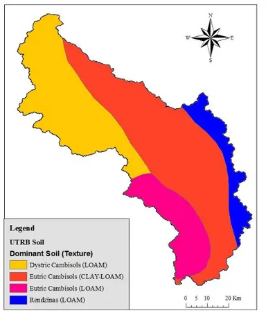 Figure 3.3. Dominant Soil classes in the Upper Tiber River Basin 