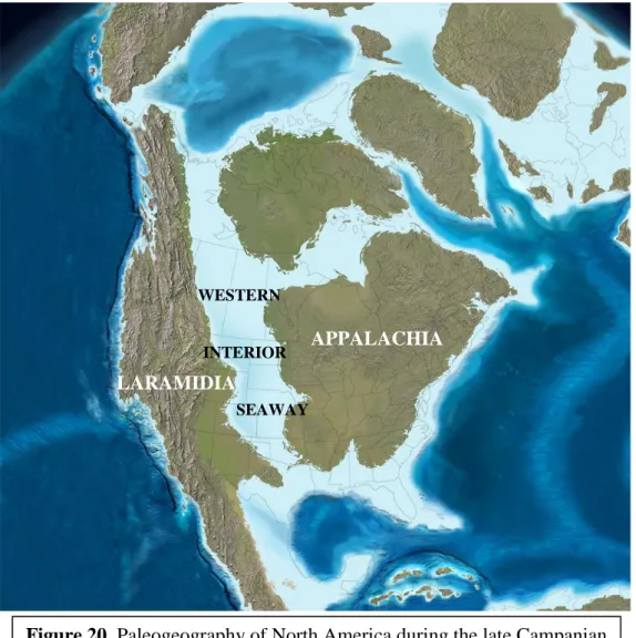 Figure 20. Paleogeography of North America during the late Campanian  (~75 Ma). Modified after Blakey, 2011 