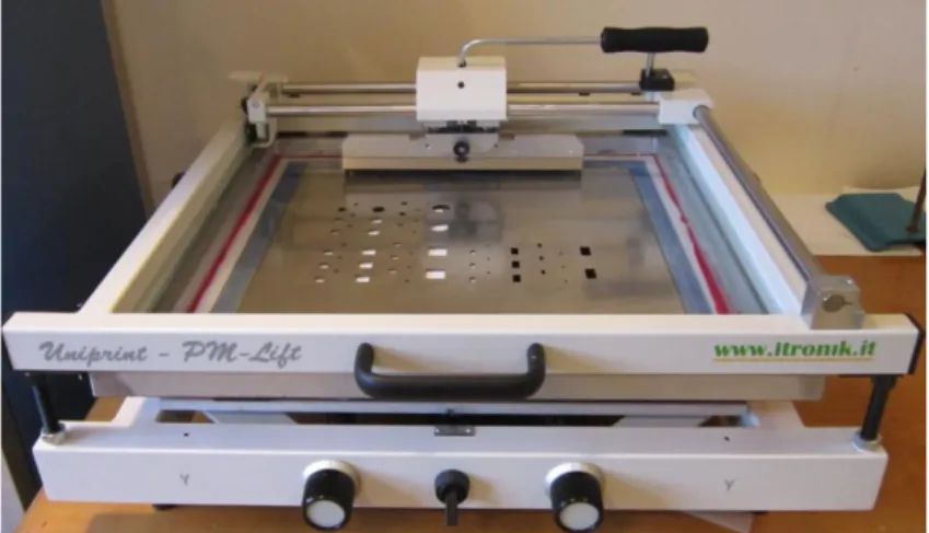 Fig. 3.2. Picture of the screen printer used for the preparation of DSSC electrodes. 