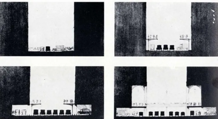 Fig. 1.6: Progressiva specializzazione della sezione stradale e separazione dei flussi a velocità  diverse nel First Regional Plan di New York del 1930 