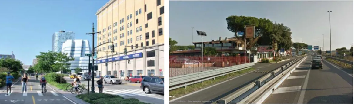 Fig. 1.14: L’autostrada urbana West Side        Fig. 1.15: “Ring fenomeno” sul G.R.A., Roma   restituita a pedoni e ciclisti a NYC