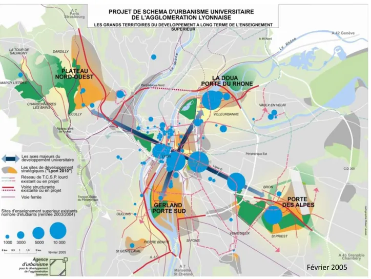 Figura 17: Projet de schéma d'urbanisme universitaire de l'agglomération lyonnaise