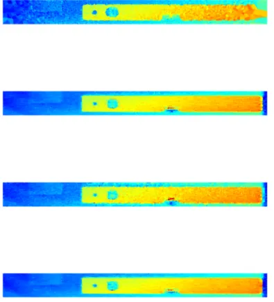 Figure  3:  Time/resolution  test  for  a  3D  (eScan-Real  3D)  scanner.  Orange  colors  (right  side  of  the  picture)  highlight a 20 cm long, 2 mm thick ruler