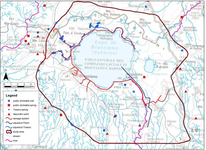 Figure 2.28: potable public withdrawal, aqueducts, sewage system and depurator sites.  