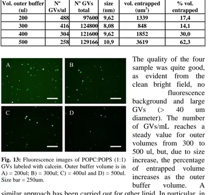 Tab. 3: Image analysis results about POPC:POPG GVs obtained with different outer  buffer volume (200-500ul)