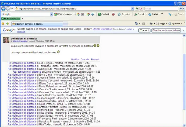 Fig. 6. Esempio di un thread del forum di Didattica Generale 