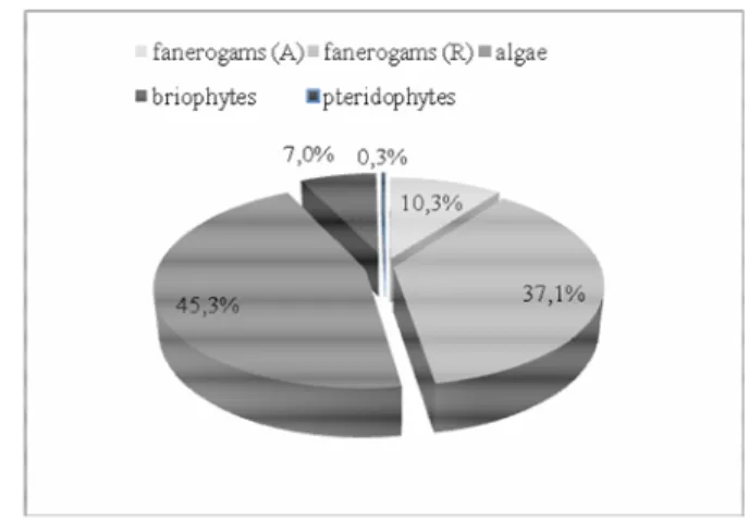 Fig. 3.1: Percentage composition of the macrophytes of the Tiber basin.    