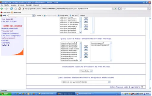 Figure 3.11: Graphical interface for the course configuration.