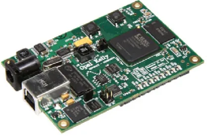 Figura 2.5: Fotografia della scheda di controllo commerciale utilizzata. Sulla scheda è presente una FPGA di ultima generazione, un chip di interfaccia USB 2.0 e dei moduli di SDRAM esterni.