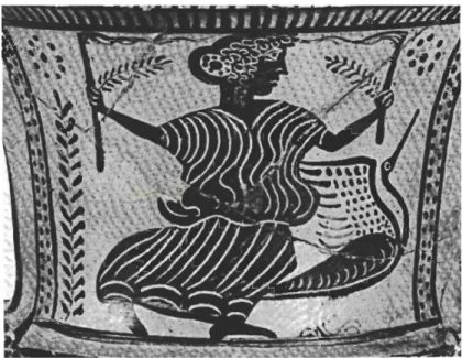 Fig. d.  Demetra; cratere a campana a figure rosse (470-450 a.C.). Parigi, Louvre G 