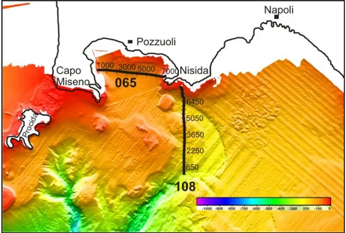 Fig. 13: High-resolution seismic profiles acquired in the offshore area south of the  Campi Flegrei (Pozzuoli Bay) 