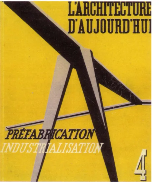 Fig. 21 – J. Prouvè – struttura a portico di una casa industrializzata,  “L’Architecture d’Aujourd’hui n°4 del 1946” 