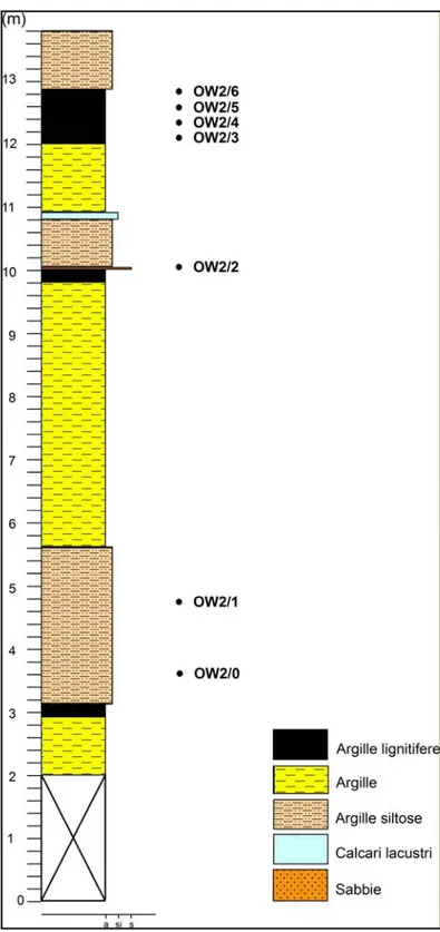 Fig. 1.13: Log stratigrafico della sezione Orcia Ovest2 