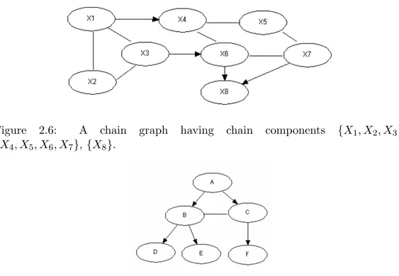 Figure 2.6: A chain graph having chain components {X 1 , X 2 , X 3 },