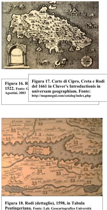 Figura 17. Carte di Cipro, Creta e Rodi  del 1661 in Cluver's Introductionis in  universam geographiam