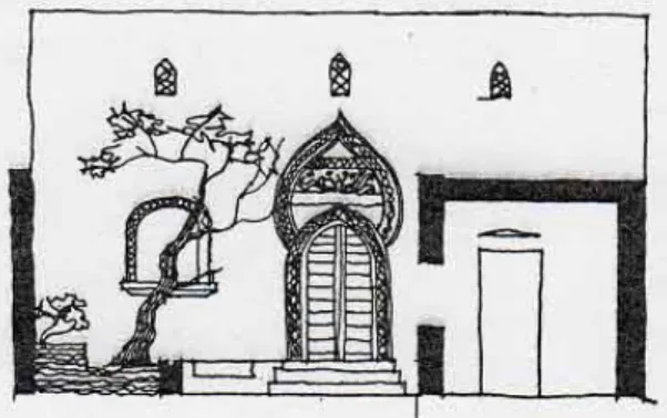 Figura 29. Riproduzione di una casa di Lindos in cui si nota come nei finestrini d’aereazione le transennine di  stucco sono tipiche di uno stile in cui l’Islam rievoca un tipo bizantino
