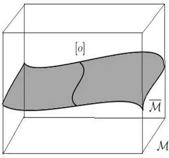 Figure 1.1: Constraint hypersurface M and gauge orbit [o] of o ∈ M in M .