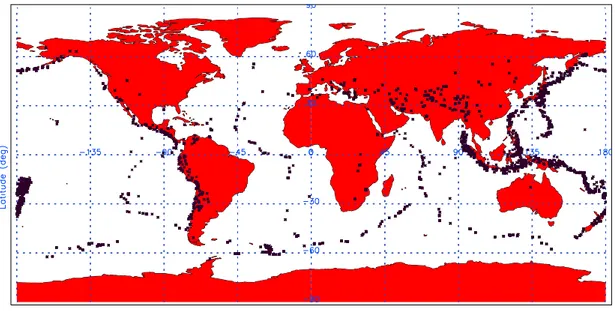 Figure 4.2: Locations of earthquake epicenters from 2005/05/25 to 2006/04/30 used in the