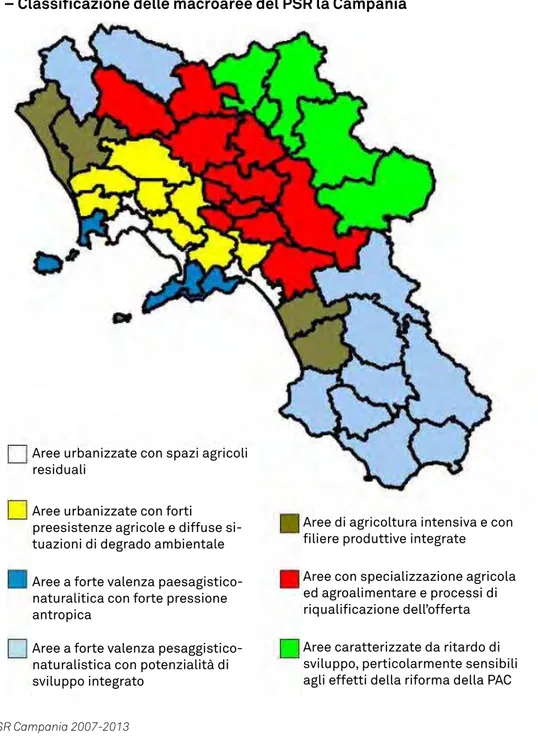 Fig 3.2 – Classificazione delle macroaree del PSR la Campania