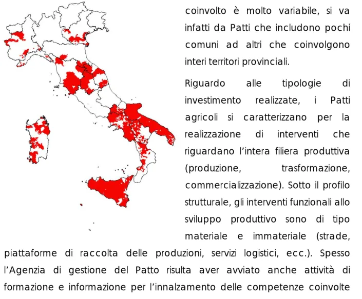 Figura 3 – La localizzazione territoriale dei   Patti per l’agricoltura e la pesca 