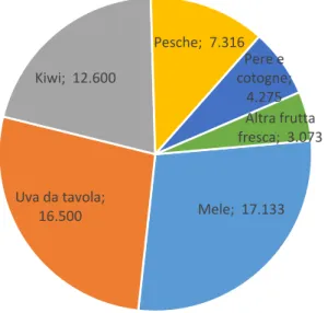 Figura 19 - Composizione dell’export di frutta fresca (escl. agrumi), verso la Russia – 2013,  Italia  (Valori in migliaia di euro)