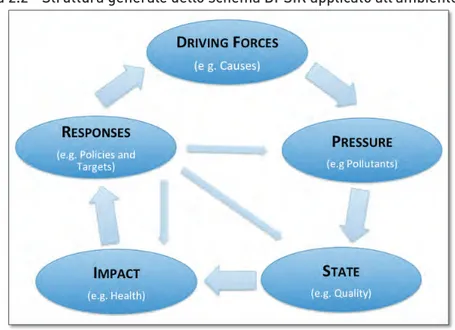 Figura 2.2 - Struttura generale dello schema DPSIR applicato all’ambiente