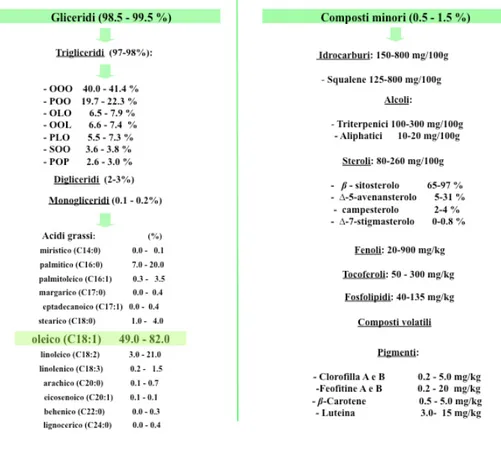 tabella 1 - composizione chimica dell’olio extravergine di oliva