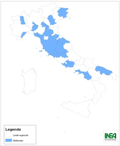 Figura a – Aree con le maggiori problematiche nel settore agricolo -IV trimestre 2012 