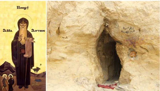 Figura	
  1.1	
  -­‐	
  Grotta	
  dove	
  visse	
  in	
  ascesi	
  Sant’Antonio	
  Abate.	
  La	
  vita	
  dei	
  suoi	
  molti	
   seguaci	
  era	
  caratterizzata	
  da	
  straordinaria	
  austerità,	
  da	
  digiuni,	
  veglie,	
  penitenze	
  e	
   lun