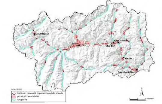 Figura 3.1 - Zone a rischio di inondazione dei principali corpi idrici regionali