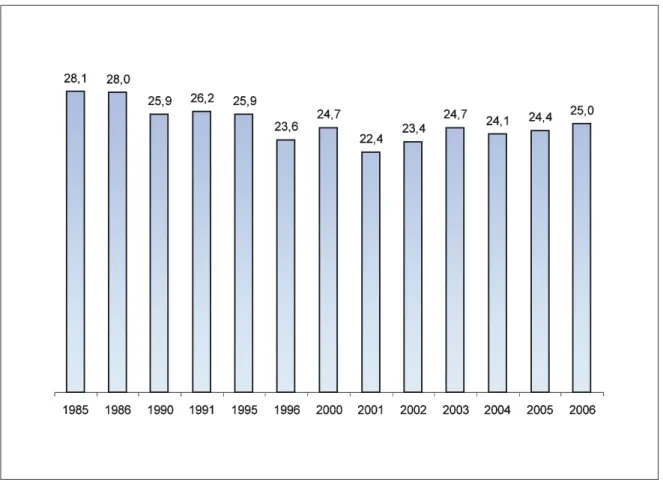 Figura 1.3 - Consumo pro-capite di carne bovina in Italia nel periodo 1990-2006 (kg/anno)