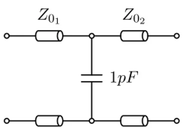 Figure 3.8: Circuit composed by a connection of two different transmission line segments