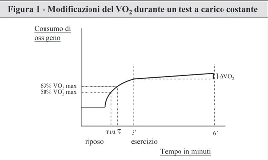 Figura 1 - Modificazioni del VO 2  durante un test a carico costante